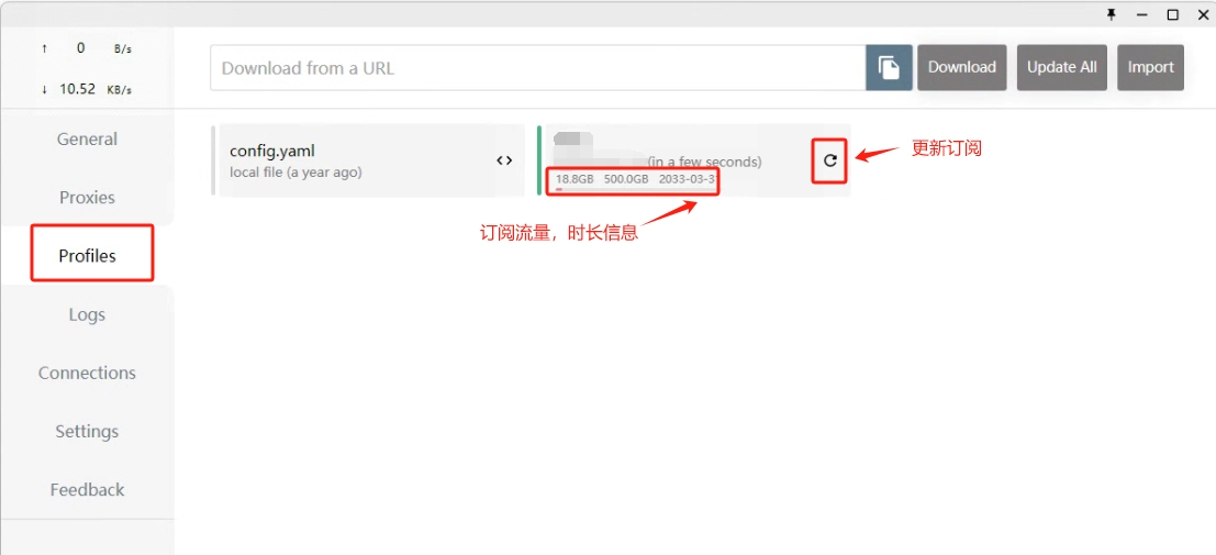Clash 查看订阅信息示例